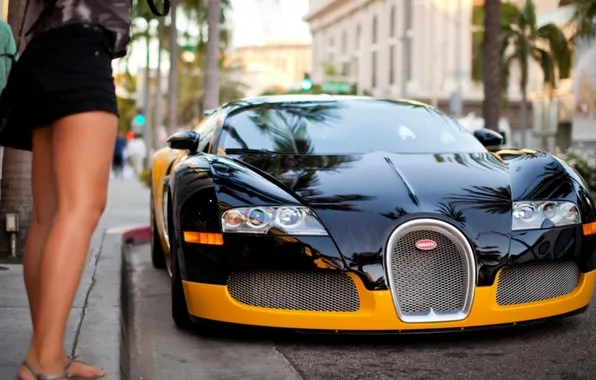 Street, Bugatti, Veyron, legs, the front part