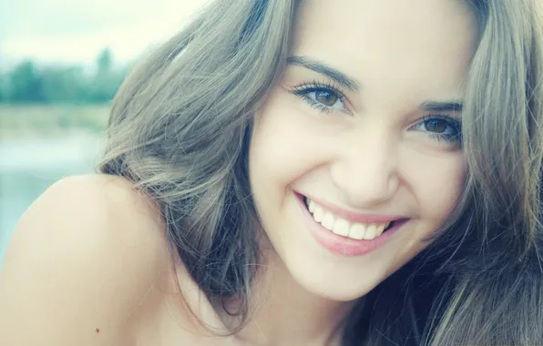 Eyes, girl, face, smile, hair, brown