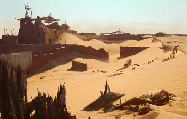 Picture desert, the building, people, camel, uncharted 3