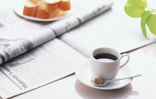 Coffee, morning, newspaper