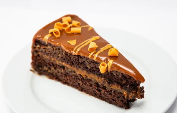 Cake, cream, dessert, chocolate, caramel