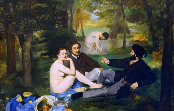 Picture Trees, Picture, Women, Men, Edouard Manet, Edouard Manet, Breakfast on the grass, French painter