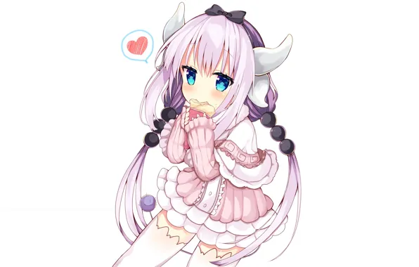 Picture art, girl, white background, anim, Kobayashi San Chi no Maid Dragon