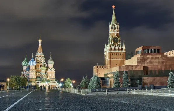 Night, The city, Moscow, Landscape, Red Square, Moscow At Night