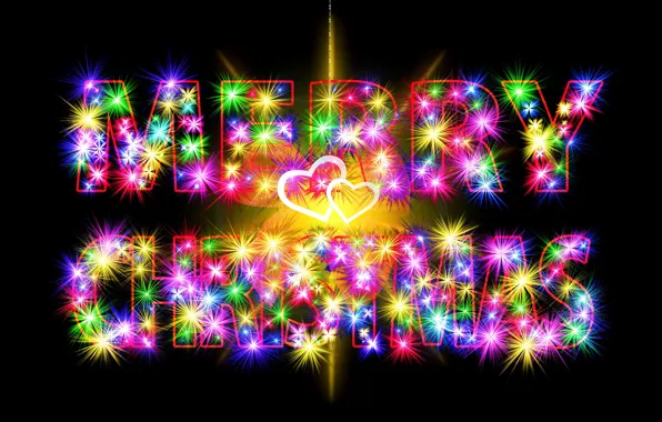 Picture light, lights, lights, letters, the inscription, heart, color, new year