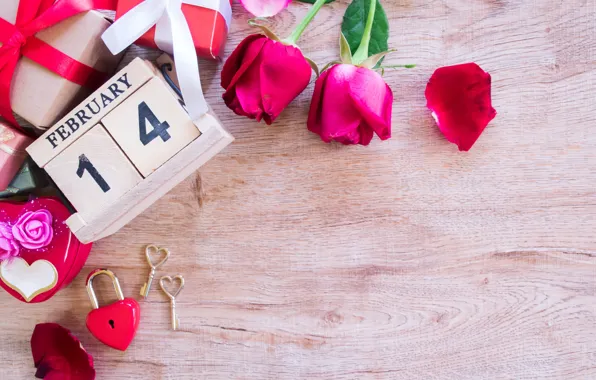 Flowers, gift, roses, bouquet, hearts, red, red, love