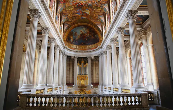 France, architecture, column, Versailles, The Royal chapel