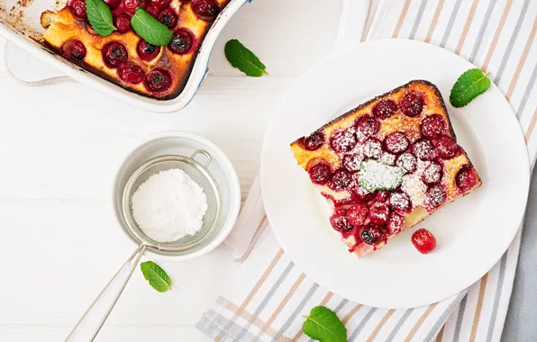 Cherry, powdered sugar, Casserole, Timolina