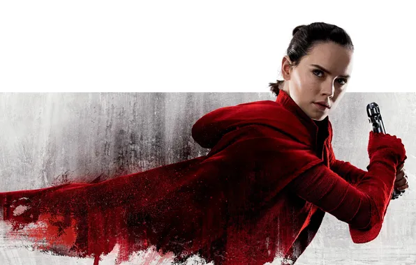 Picture fiction, brunette, beauty, in red, poster, Rey, Daisy Ridley, Daisy Ridley