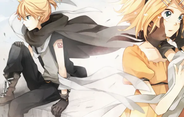 Two, Vocaloid, tears, Rin, Len