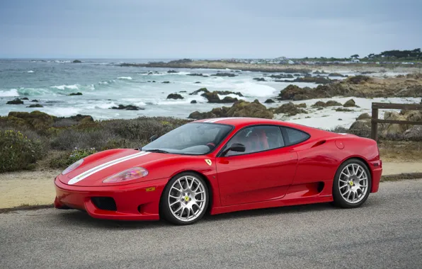 Ferrari, Red, 360, sea