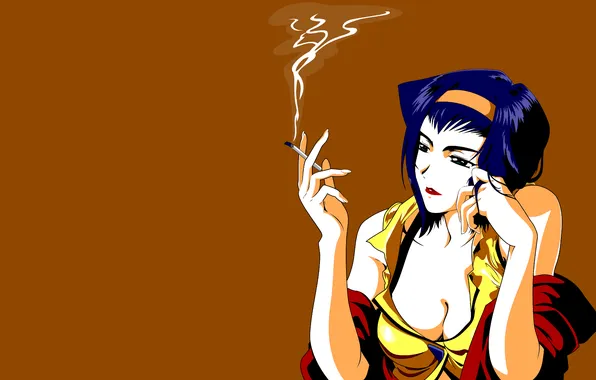 Picture smoking, Faye Valentine, anime girls, Cowboy Bebop