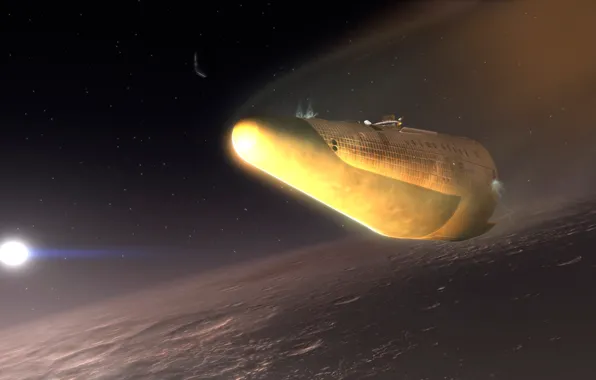 Space, planet, stars, spacecraft, Argosyproject, terminal brakin