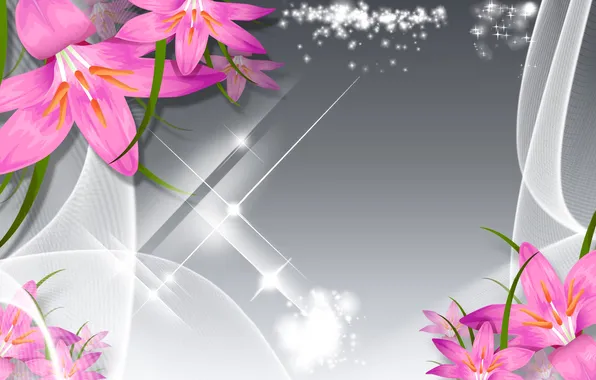 Picture flowers, collage, Lily, vector, petals