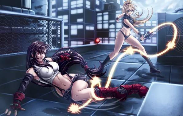 Roof, Girls, battle, drop, whip