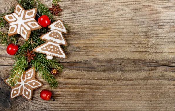 Tree, New Year, cookies, Christmas, wood, Merry Christmas, Xmas, cookies