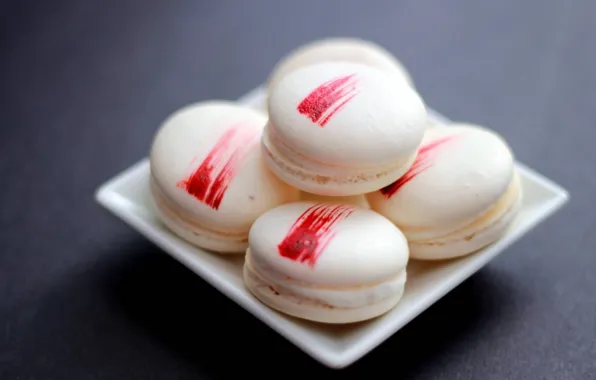 Food, cookies, plate, dessert, sweet, macaron