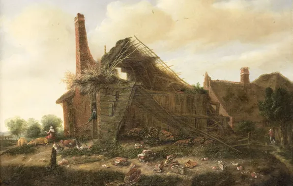 Landscape, oil, picture, canvas, Abandoned Farm, Emanuel Marant