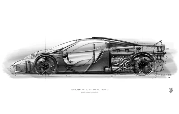 Picture coupe, scheme, fan, V12, GMA, T.50, Gordon Murray Automotive, Type 50