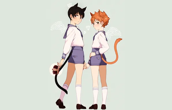 Crown, boys, Volleyball, Haikyuu, Kageyama, Tobio, Hinata,