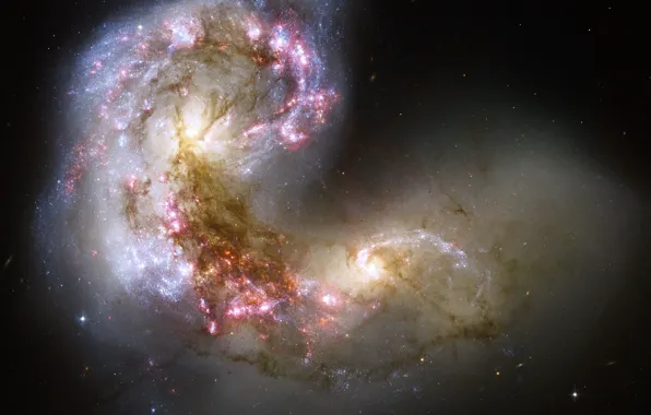 Picture stars, Raven, clash, constellation, galaxy, NGC 4038, NGC 4039, Antennas
