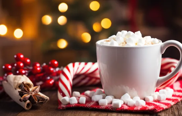 Christmas, candy, mug, Cup, sweets, New year, drink, dessert