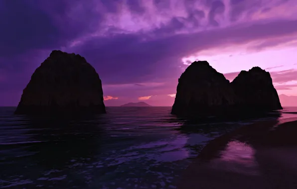 Waves, rocks, sunlight