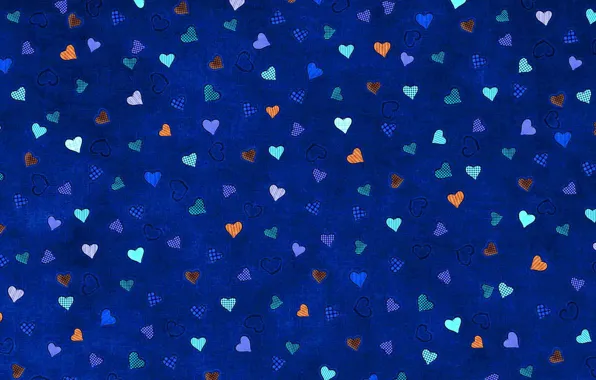 Blue, background, hearts
