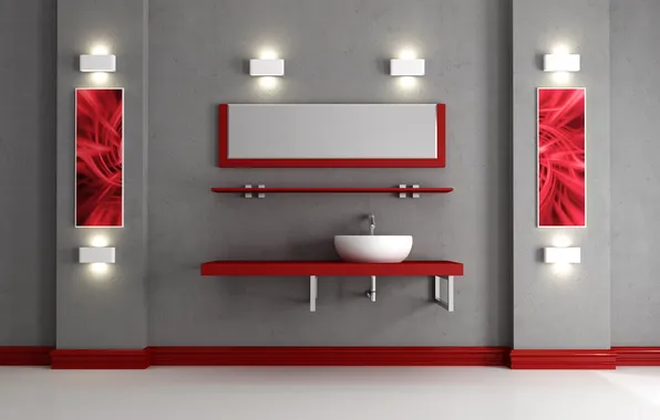 Picture light, wall, floor, Interior, shelves
