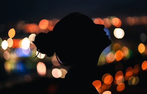 NIGHT, PROFILE, HEAD, LIGHTS, SILHOUETTE, photographer Andrea Blesakov