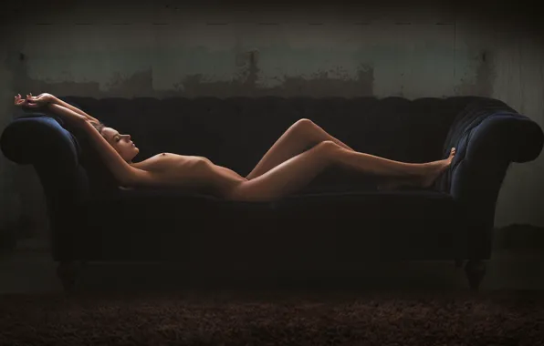 Ass, chest, sofa, model, Katya Clover