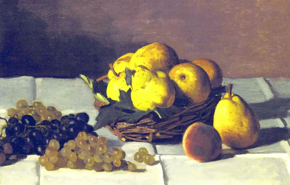 Picture, still life, basket, Claude Monet, Pears and Grapes