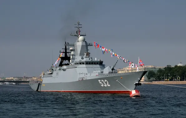 Saint Petersburg, parade, Corvette, patrol ship, The Baltic Fleet, &quot;Brisk&quot;