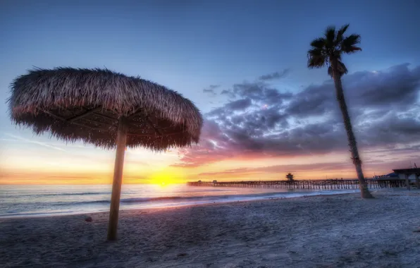 Beach, sunset, Palma, shore