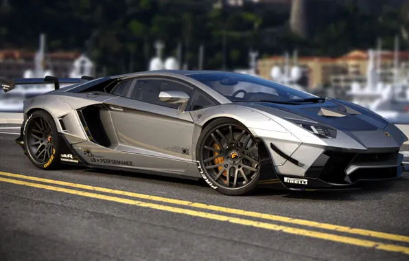 Auto, Lamborghini, Machine, Grey, Car, Auto, Render, Aventador