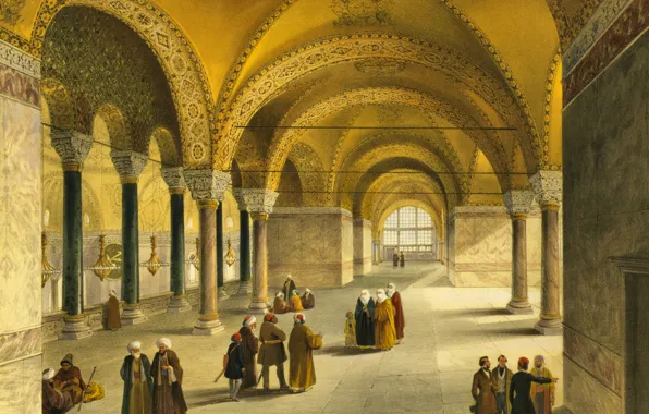 Interior, mosque, Museum, Istanbul, Turkey, Hagia Sophia, , While Agia Sophia