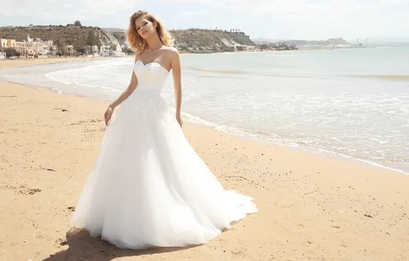 White, dress, woman, young, beautiful, model, pretty, wedding