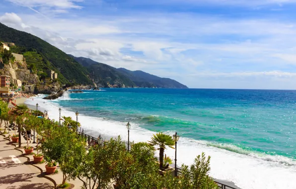 Sea, beach, rocks, shore, Italy, landscape, Italy, travel