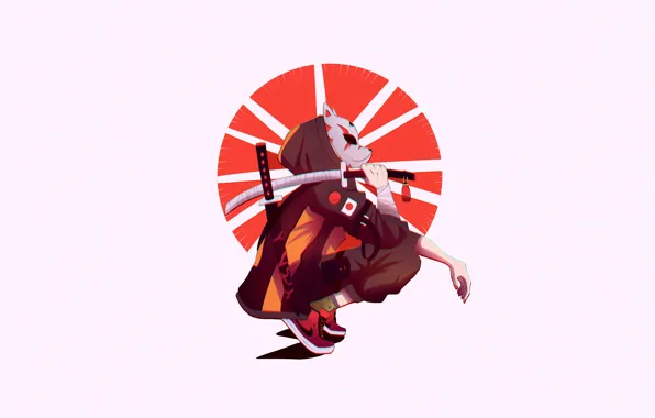 Minimalism, Japan, Style, Sword, Asia, Background, Japan, Mask