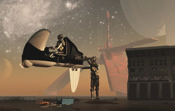 Transport, planet, construction, robots, Reparation