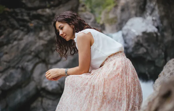 Look, girl, mountains, mood