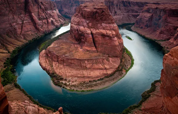 Nature, river, rocks, canyon, horseshoe