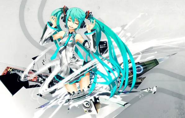 Headphones, vocaloid, Vocaloid, headphones, miku hatsune, Miku Hatsune