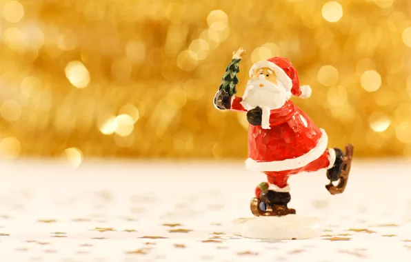 Christmas, New year, Santa Claus, figure, bokeh, skating