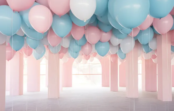 Balls, light, balloons, holiday, balls, blue, Christmas, arch