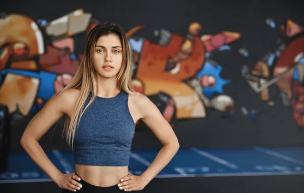 Young, gym, hold, fit, determined, motivated, instructor