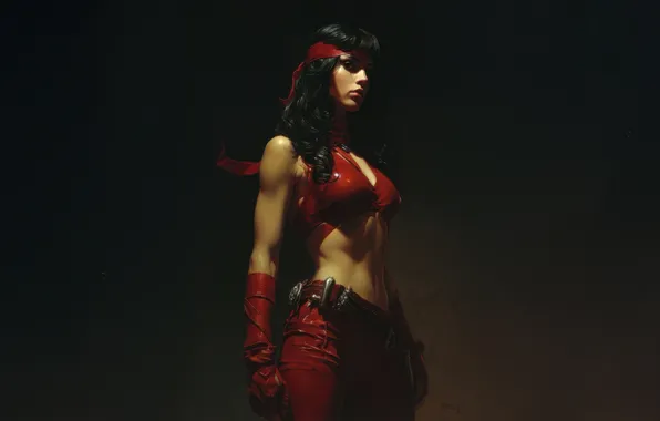 Picture girl, brunette, look, suit, Elektra, superhero