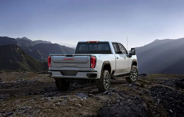 Back, pickup, GMC, Sierra, AT4, 2020, at the cliff, Sierra HD