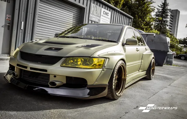 Mitsubishi, Evo, sand, matte, Midnight, Wide arch