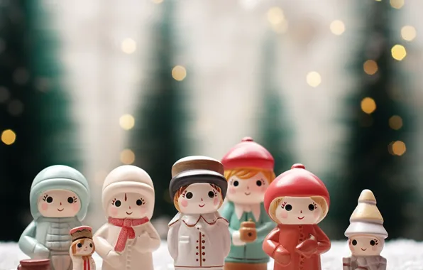 Toys, Christmas, New year, figures, bokeh, dolls, AI art, neural network